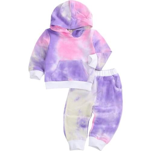 0-24 Months Kids Baby Girl Clothes Set Tie-dry Long Sleeve Sweatshirt Long Pants Outfits Toddler Autumn Tracksuit Clothing