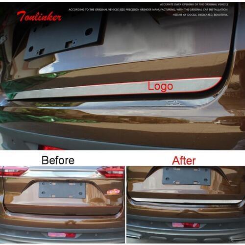 Tonlinker Exterior Trunk door Edge Cover case sticker for GEELY Atlas 2016-19 Car Styling 1 PCS Stainless steel Cover sticker