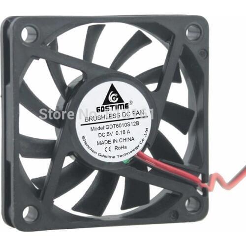 20 pcs/lot Gdstime DC 5Volt 2Pin 6cm Processor Cooling Fan 60*60x10mm 60mm Cooler 6010 Motor CPU Fan Cooler