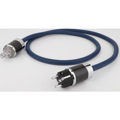 High End OCC Copper Main Power Cable with WCF4 Rhoduim Plated Carbon Fiber EU Connectors Plug
