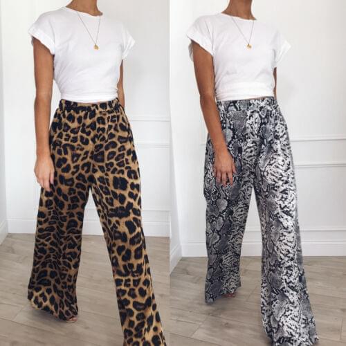 Womens Printed Palazzo Wide Leg Long Loose Baggy Casual Pants Trousers Girls streetwear Hot