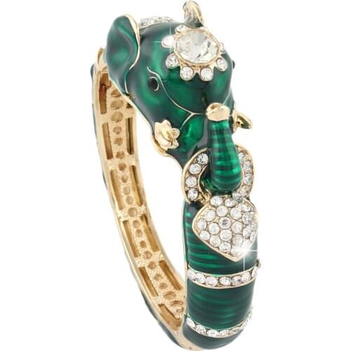 Elephant Bangles For Women Femme Animal Bracelets Crystal Enamel Wristband Party Jewelry Brazalete Mujer Party Jewelryt Gift