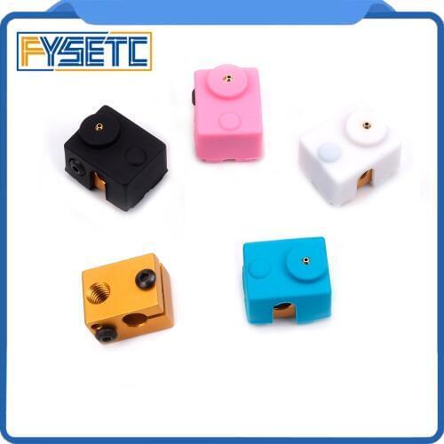 Golden V6 Aluminum Heater Block All-Metal V6 Extruder With Silicone Sock For HotEnd 20*16*12mm 3D Printer Parts