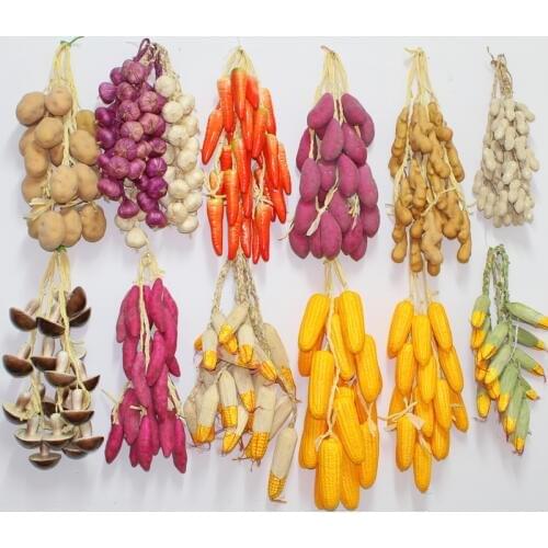050 Simulation vegetable hanging string simulation corn and garlic model plastic vegetable fruit string Farmhouse Decoration