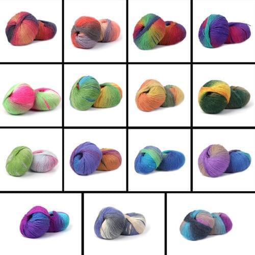 1Ball x50g Knitted Chunky Hand-woven Woolen Rainbow Wool Colorful Knitting Scores Wool Yarn Needles Crochet Weave Thread W210