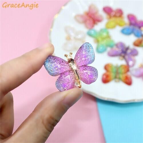 GraceAngie 10pcs Trendy Enamel Alloy Butterfly Setting Metal Charms Lovely DIY Animal Pendant Handmade Jewelry Necklace Bracelet