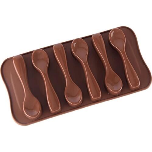 1pc Chocolate Mold Creative 6-Cavity Scoop Shaped Silicone Candy Mold Non-Stick Candy Mold Ice Cube Cake Decoration Baking Mold