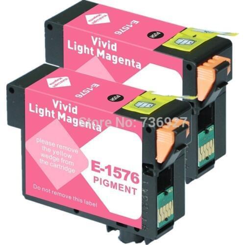 2 Light Magenta T1576 Compatible ink Cartridge suit For Epson Photo R3000 inkjet printer with chip Full ink