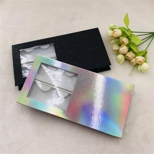 3D mink Lashes book empty lashes box holographic and black has tray shine and beautiful package