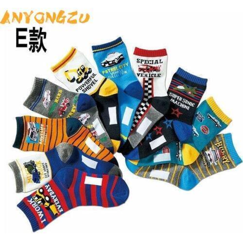 10pair/lot Anyongzu Boys New Car Short Cotton Children Cartoon Socks 4-7T Year Old Cotton Socks For Children 15-19CM