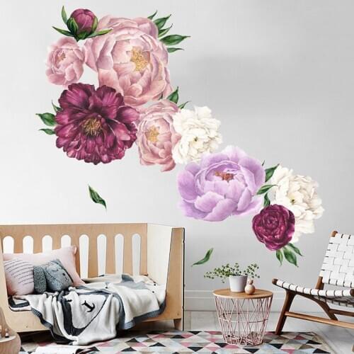 Rich Elegant Peony Flowers Removable Wedding Living Room Bedroom Background Decoration Romantic Wall Stickers