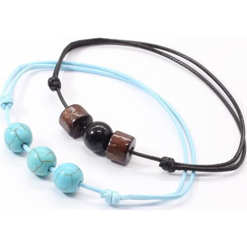 Boho Friendship Stone Beads Charm Strand Couple Anklet Men Bracelets for Women Jewelry Accesorios Pulseras Mujer Free Shipping