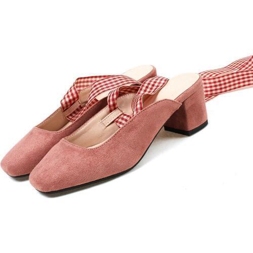 2018 summer new comfortable thick heel with lace size code 32-44 square head sandals tide 18612