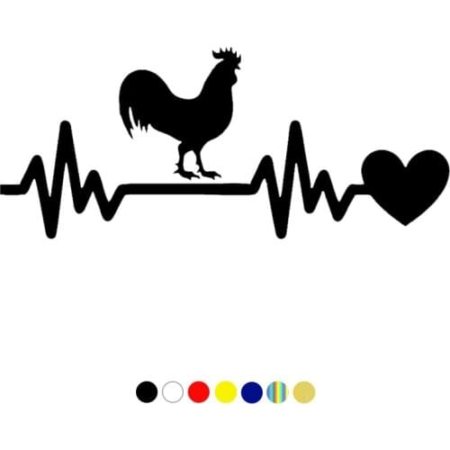 CS-10065# Heartbeat Rooster funny vinyl car sticker waterproof car decal stickers on car truck bumper rear window
