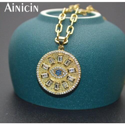 Environment-friendly Colorfast Sun Eyes Fashion Women Pendant Chock Necklace 50cm Copper Chains Party Gift Jewelry 5pcs/lot