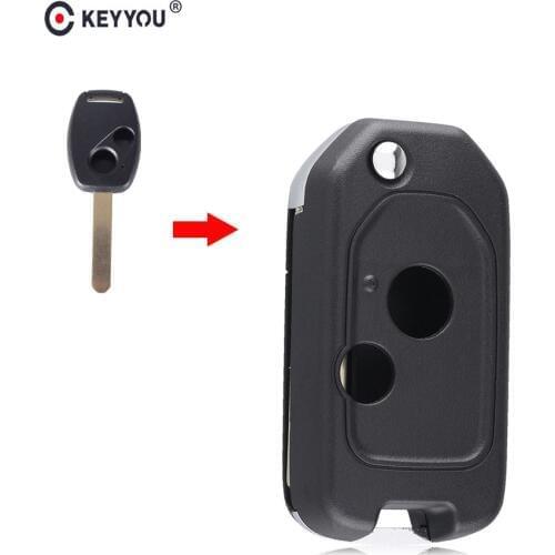 KEYYOU For Honda Accord CRV Odyssey CIVIC Pilot Modified Flip Folding Remote Key Shell Case 2 Buttons