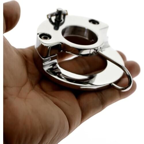 Chastity Training Ring Locking Double Cock Ring Stainless Steel Heavy Ball Stretcher Penis Ring Exercise Scrotum