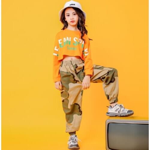 Girls Two Piece Set Children Crop Tops And Harem Pants Kids Hip Hop Dance Clothes For Girls Jazz Dance Costume 6 8 10 12 14 Year