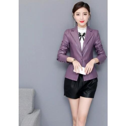 Plus Size Leather Clothing Female Outerwear New 2021 Womens Leather Jacket Short Slim Motorcycle Leather Coat Women Black Red