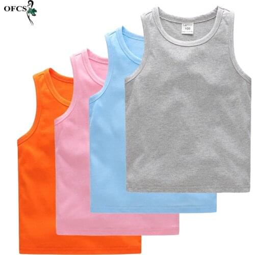 Hot Summer Children Cotton Vest Solid Color Tank Top For Boys 2-12Years Kids Undershirt Teenager Underwear Clothing 2Pcs/Package