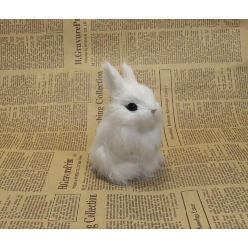 Small cute simulation rabbit toy polyethylene & fur white rabbit model gift about 12x8x7cm142