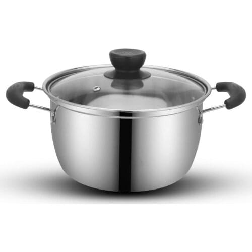Factory direct 16cm thick stainless steel soup pot single handle double ear pot small milk pot gift giveaway