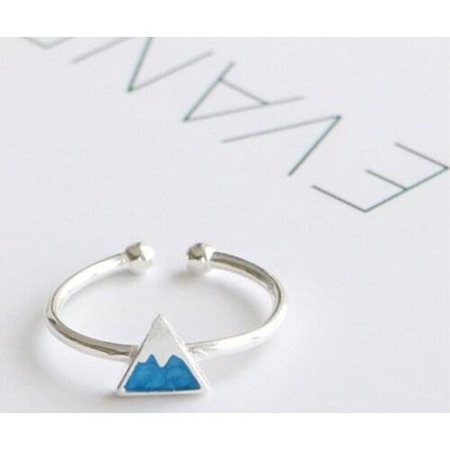 New Trendy Charm Blue Triangle Rings For Women Men Boho Knuckle Party Rings Punk Cocktail Jewelry Girls Gift anillos bijoux