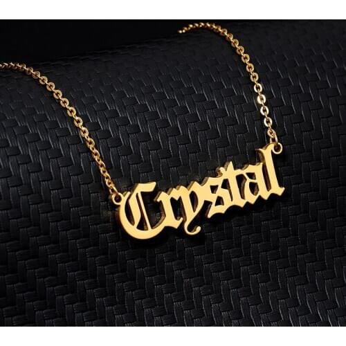 Retro Old English Custom Name Necklaces For Women Men Gold Silver Color Stainless Steel Choker Chain Pendant Necklace Jewelry Bf