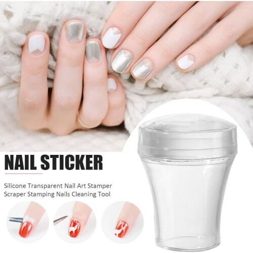 Nail Transfer Stamper Refill Head Polish Print Easy Fast French Nail with Plastic Scraper Manicure Transparent Stamp Template