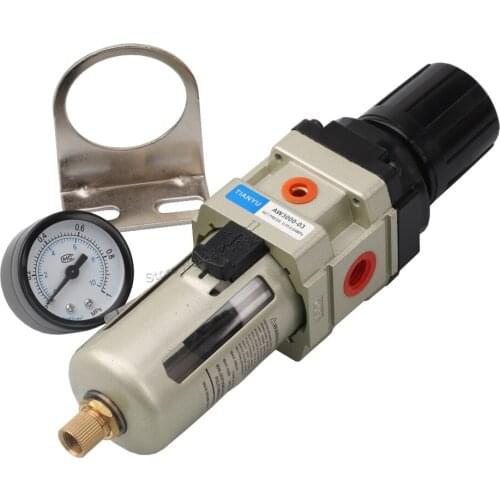 3/8" Pneumatic Filter Air Treatment Unit Pressure Reducing Valve Oil Water Separation Regulator Compressor AW3000-03