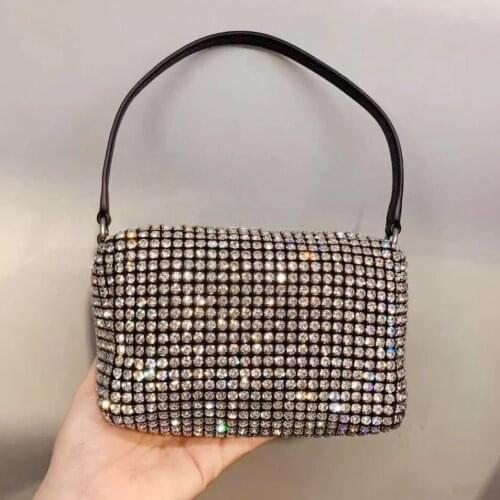 Luxury Party Bags Designer Pillow Tote Bags Newest Female Bag Fashion Shiny Crystal Shoulder Bag Bling Full Rhinestone Handbags