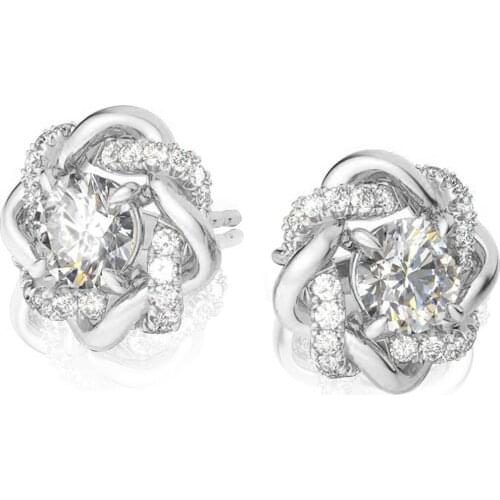 585 White Gold 1 Carat D Color Moissanite Stud Earrings For Women Solid 925 Sterling Silver Gemstone Fine Jewelry For Engagement