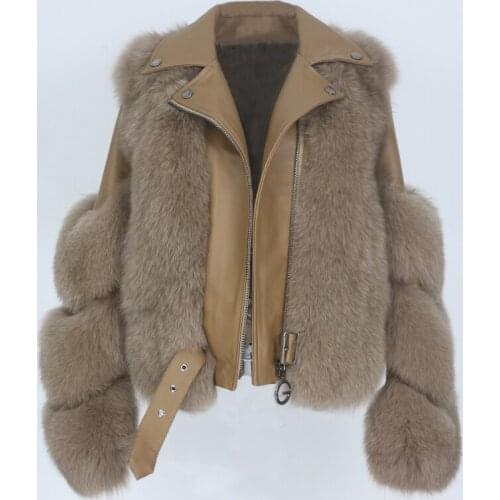 MENINA BONITA Real Fur Coat Vest Winter Jacket Women Natural Fox Fur Genuine Leather Outerwear Detachable Streetwear Locomotive