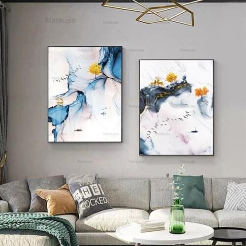 Modern Abstract Canvas Poster Yellow Blue Wall Art Painting Nordic Posters and Prints Wall Pictures For Living Room Home Decor