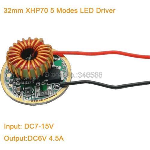 Cree XLamp XHP70 6V LED Driver 32MM DC7V-15V Input 4000mA Output 5 Modes For MTG XHP70 6V LED Light Lamp