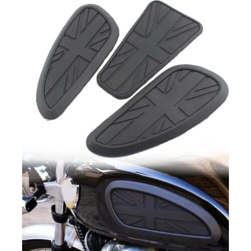 Universal Motorcycle Black Retro Rubber Protector Sheath Knee Tank pad Grip 3M Decal Pad For Harley Yamaha Triumph Cafe Racer