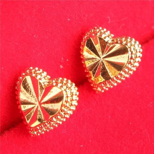 Heart Star Stud Earring 24K Yellow Gold Color Jewelry For Women Girls African Eritrean Ethnic Mini Earrings Ladies Wedding