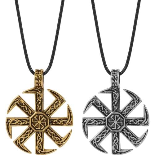 Viking Kolovrat Slavic Symbol Of The Sun Pendant Necklace Stunning Ornament Unique Pagan Jewelry Rope Chain Necklaces For Men