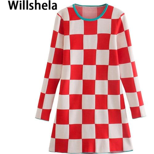 Модные платья в клетку Willshela China At AliExpress