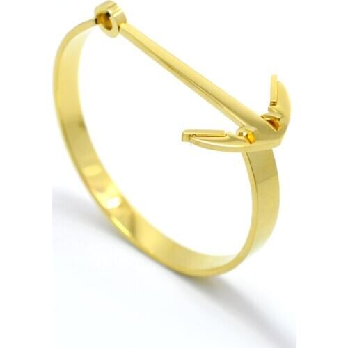 Anchor Stainless Steel Cuff Bracelets For Women Rose Gold Color Bracelet Metal Sport Hooks Bangles Gift 2019 New Fashion