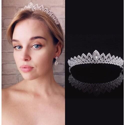 New Europe and America Gorgeous Crystal Jewelry Tiara Crown Alloy Rhinestone Bride Small Crown Headband Wedding Headdress