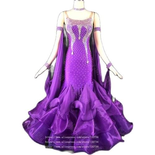 International Standard Ballroom Smooth Dance dress of 2020 Competition Dress Ballroom Standard purple color
