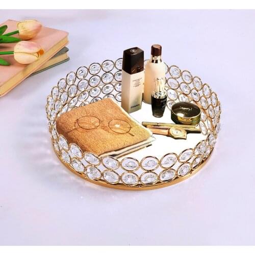 GOLD cake stand crystal Storage Baskets Box Simplicity Style Home Organizer For Jewelry Necklace Dessert Plate tray decorative