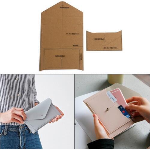1Set DIY Kraft Paper Template Fashion Cute and Simple Clutch Wallet Leather Craft Pattern DIY Stencil Sewing Pattern 18cm*11cm