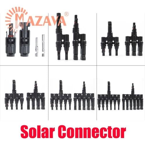 10 Pairs Solar Connector PV T Branch Parallel Connection MC Plug Cable Quick Connect Solar Cells T 3T 4T 5T 6T Y 3Y 4Y