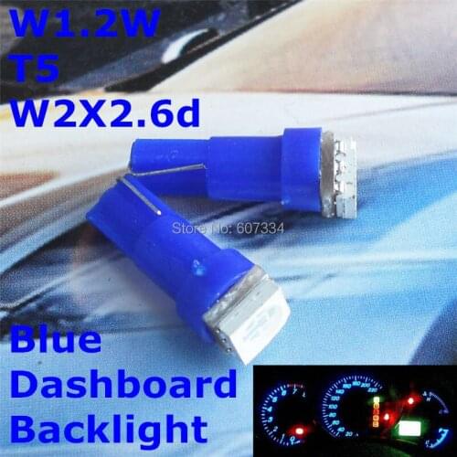 12V LED Blue Color Car Bulb Lamp T5(1*5050 SMD Lamp)for W1.2W W2.3W W2X2.6d Dashboard Ashtray Signal Light