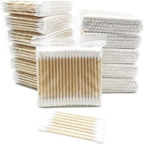 1200PCS Wooden Cotton Swabs Beauty Cosmetics Double Cotton Pad Lint Free Micro Brushes Eyelash Extension Glue Removing Tools