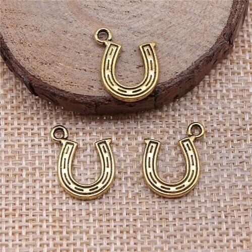 15pcs 18x12mm 2 Colors Antique Silver Plated Antique Gold Horseshoe Charm Horse Shoe Charm Lucky Horseshoe Charm
