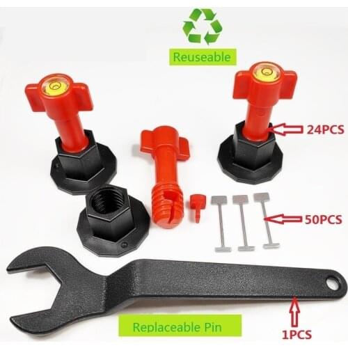 24pcs Tile Leveling System For Bricklayer With Level Measurement Reusable Replaceable Tile Level Tool Floor Hand Tools