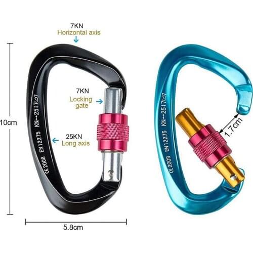 25kN Ultra Sturdy Locking Carabiner Clips Heavy Duty Caribeaners for Hiking Outdoor